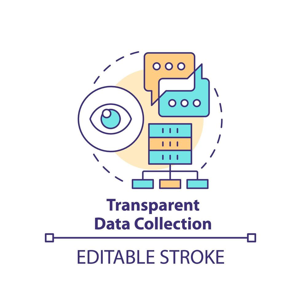 Transparent data collection concept icon. Consumer information usage. CIAM features abstract idea thin line illustration. Isolated outline drawing. Editable stroke vector