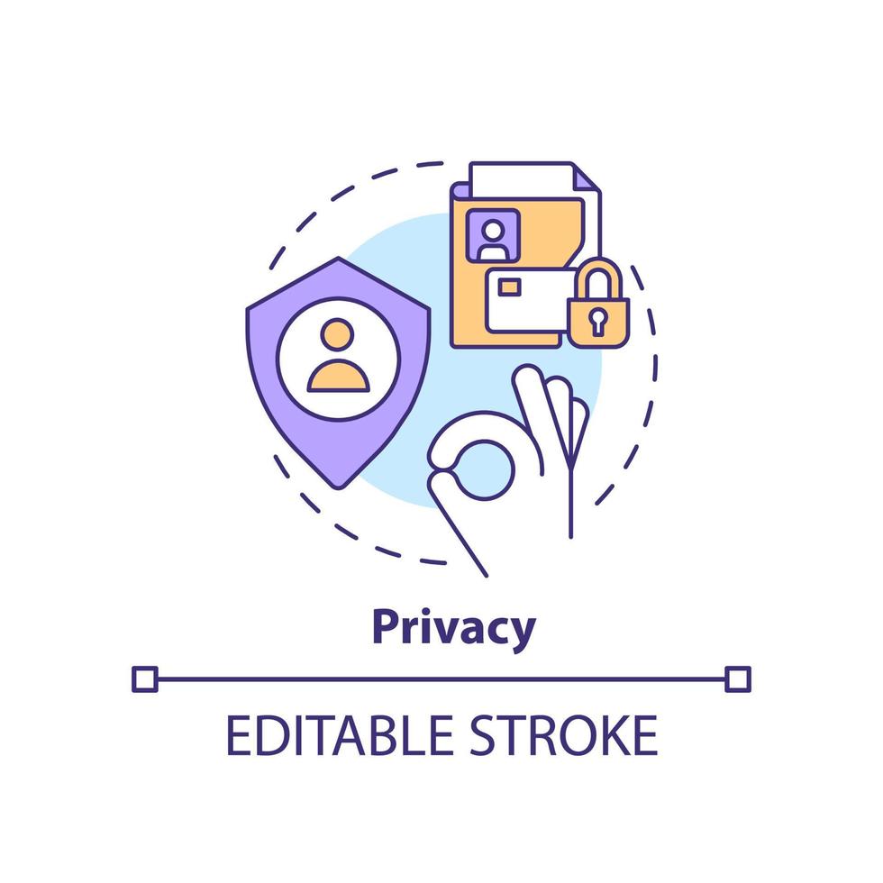 Privacy concept icon. Managing customer personal data. Access security abstract idea thin line illustration. Isolated outline drawing. Editable stroke vector