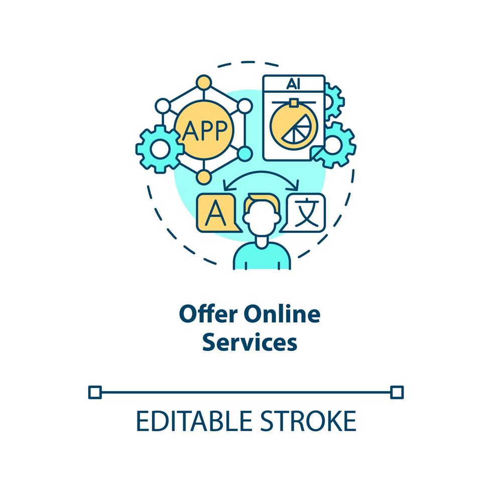 Offer online services concept icon. Digital job. Profitable home based business abstract idea thin line illustration. Isolated outline drawing. Editable stroke vector