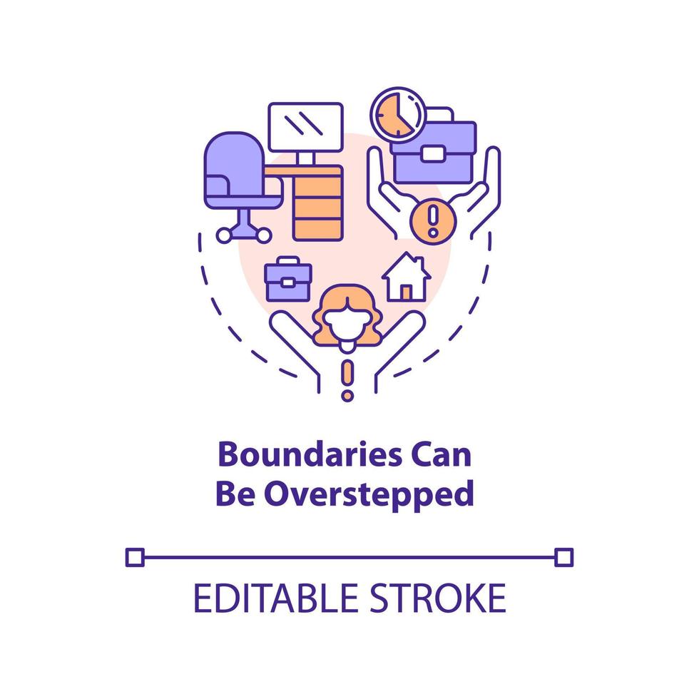 Boundaries can be overstepped concept icon. Work life imbalance. Home based job issue abstract idea thin line illustration. Isolated outline drawing. Editable stroke vector