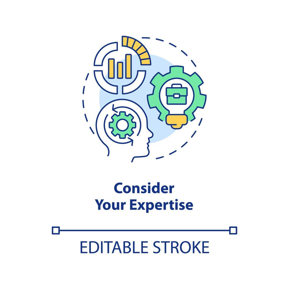 Consider expertise concept icon. Starting home based business preparation abstract idea thin line illustration. Isolated outline drawing. Editable stroke vector