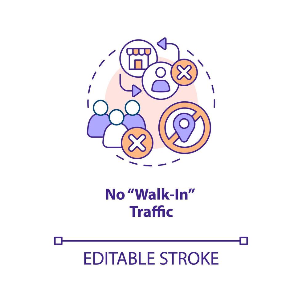 No walk-in traffic concept icon. Online store disadvantage. Home based business issue abstract idea thin line illustration. Isolated outline drawing. Editable stroke vector