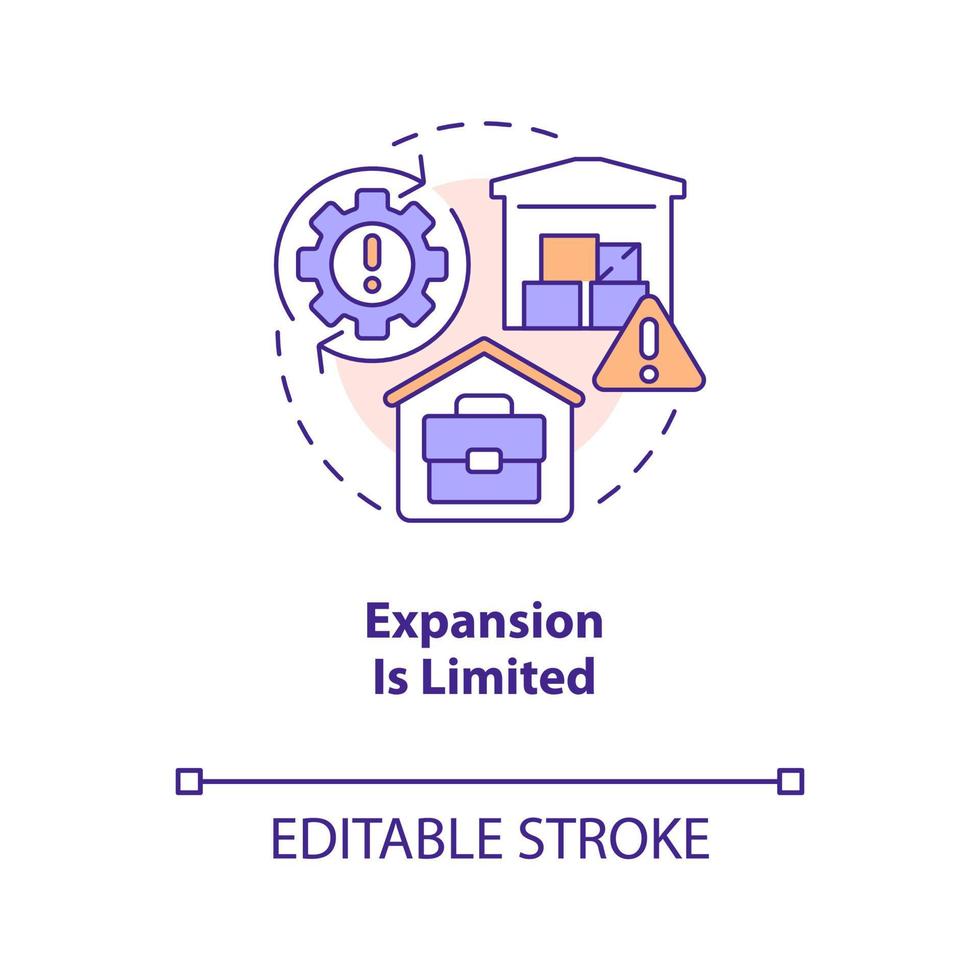 Limited expansion concept icon. Growing barrier. Home based business drawback abstract idea thin line illustration. Isolated outline drawing. Editable stroke vector