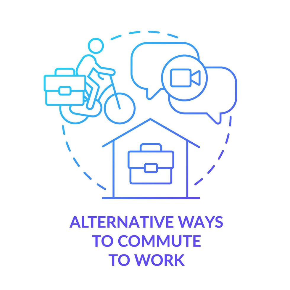 Alternative ways to commute to work blue gradient concept icon. Ecological transport. Cycling to job abstract idea thin line illustration. Isolated outline drawing vector