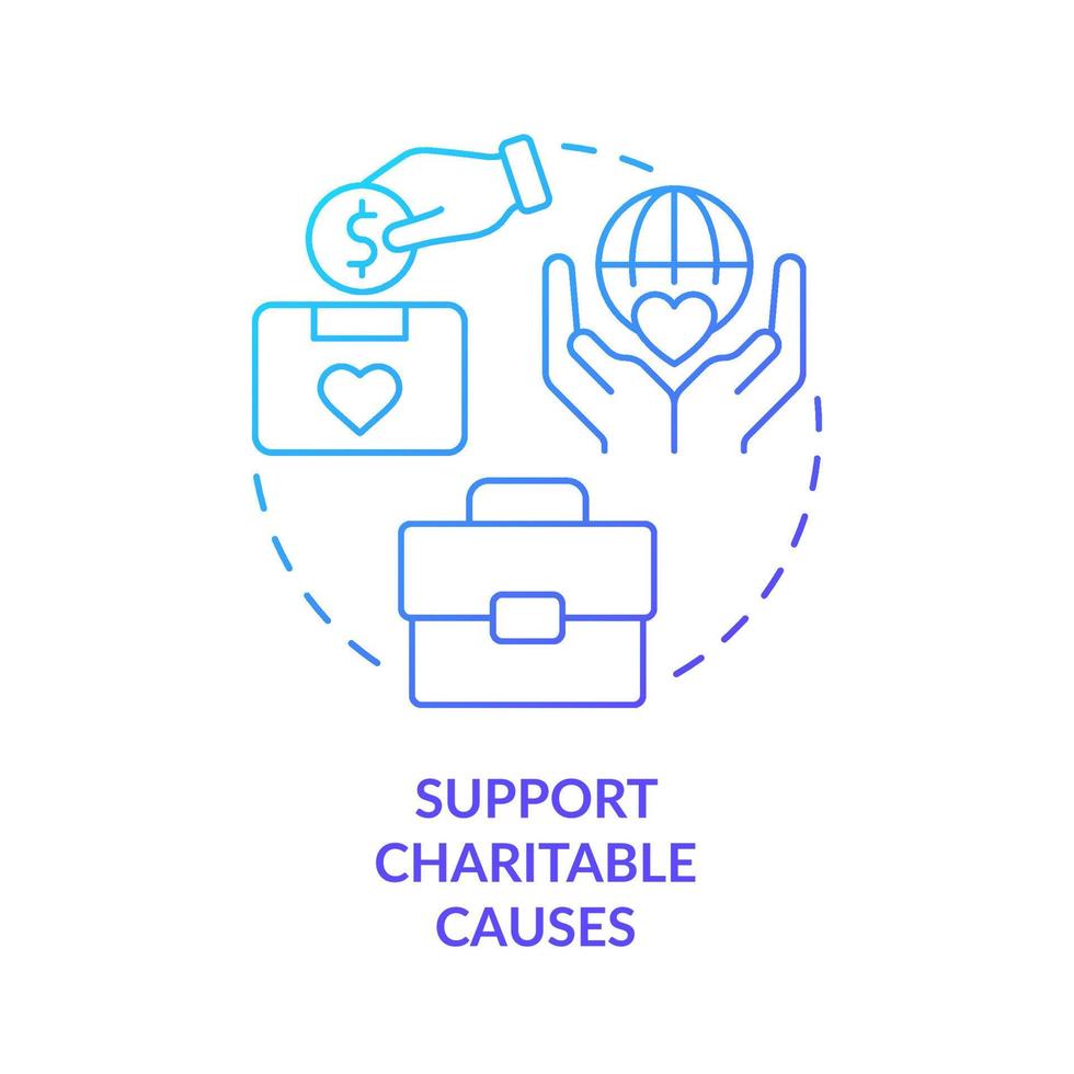 Support charitable causes blue gradient concept icon. Donate in ecological fund. Volunteering abstract idea thin line illustration. Isolated outline drawing vector