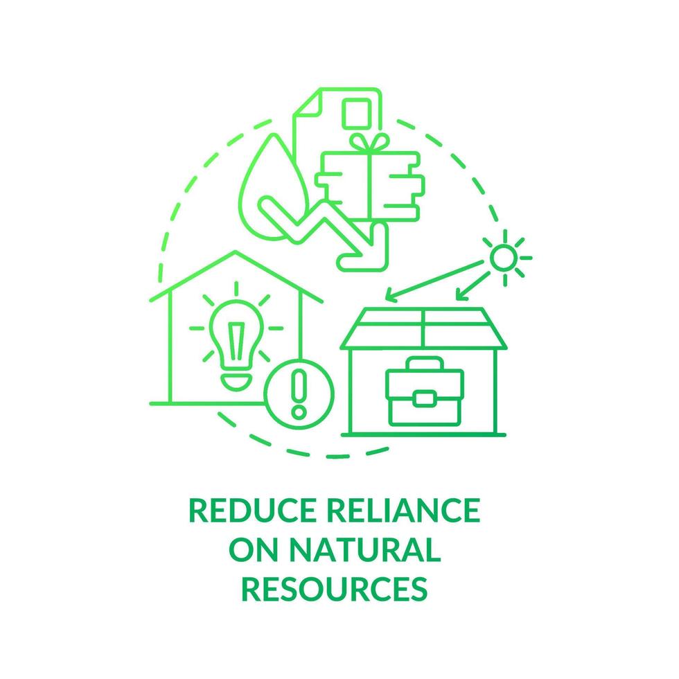 reducir dependencia en natural recursos verde degradado concepto icono. eco-consciente hábitos renovable fuentes resumen idea Delgado línea ilustración. aislado contorno dibujo vector