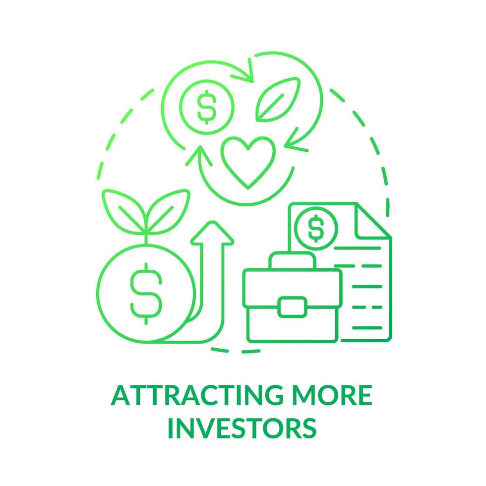 Attracting more investors green gradient concept icon. Sustainable business profit. Eco branding abstract idea thin line illustration. Isolated outline drawing vector