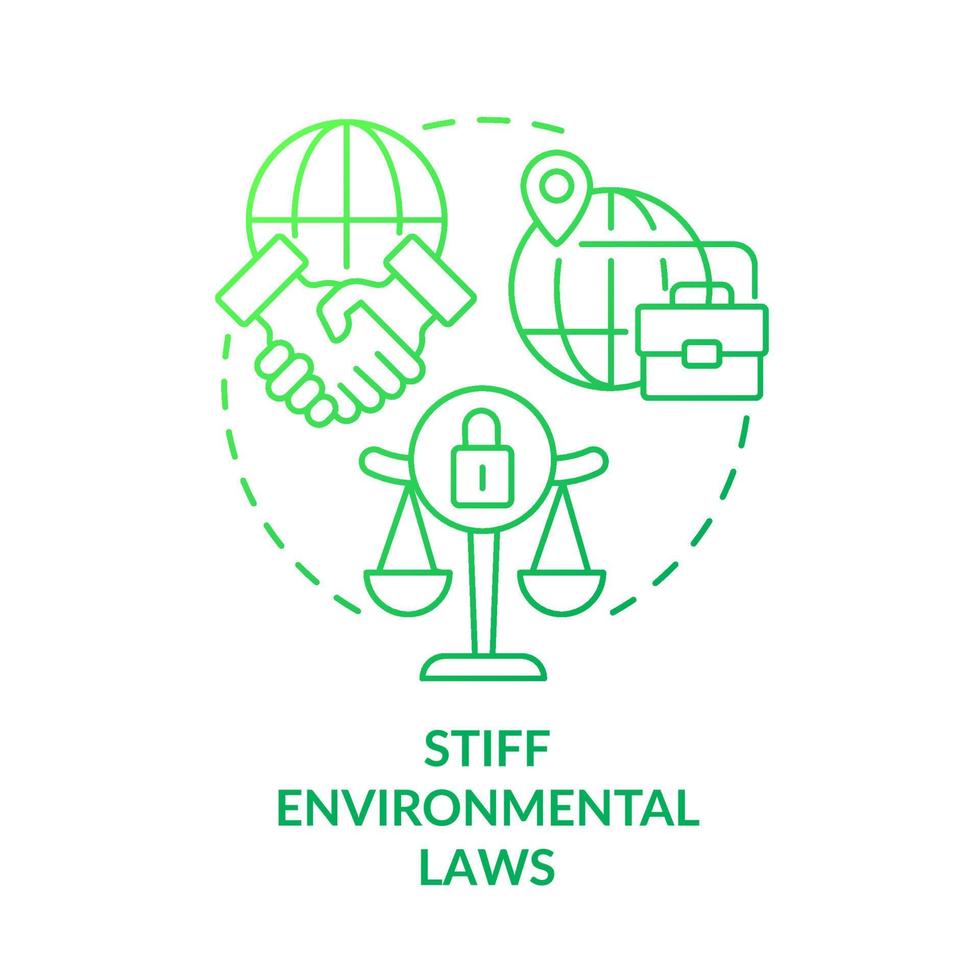 Stiff environmental laws green gradient concept icon. Sustainable manufacture. Ecological regulation abstract idea thin line illustration. Isolated outline drawing vector