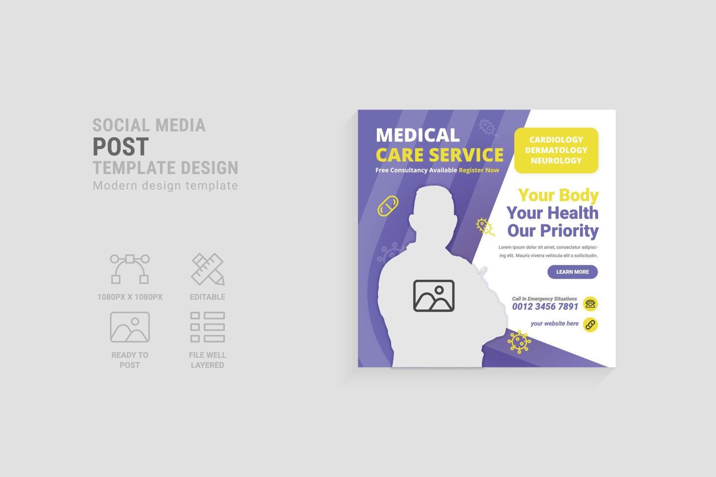 Medical care services social media ad banner vector