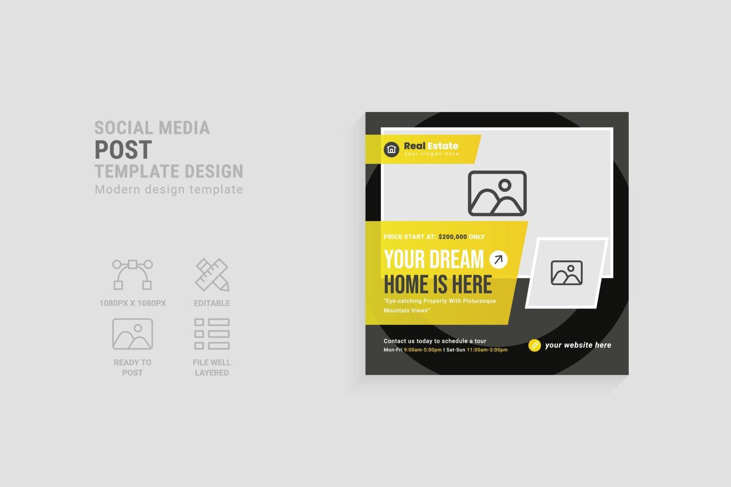 social media post template for real estate company vector