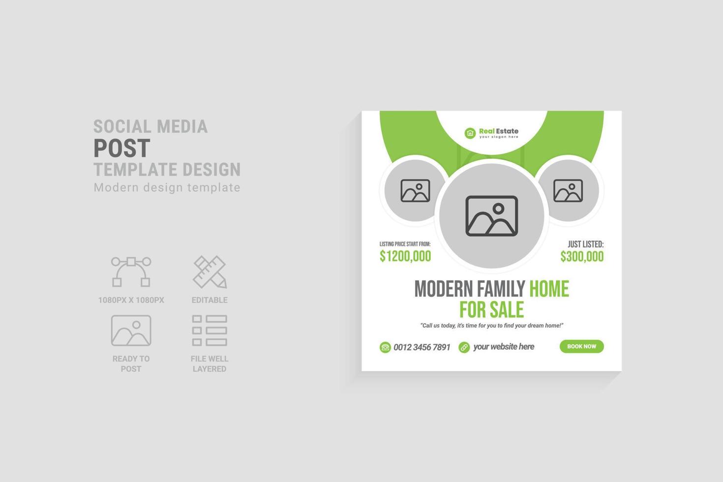 Home sale social media post template vector