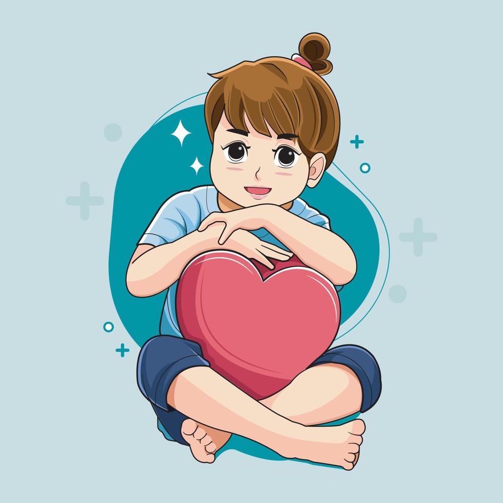 linda pequeño niña sonriente felizmente vector ilustración gratis descargar