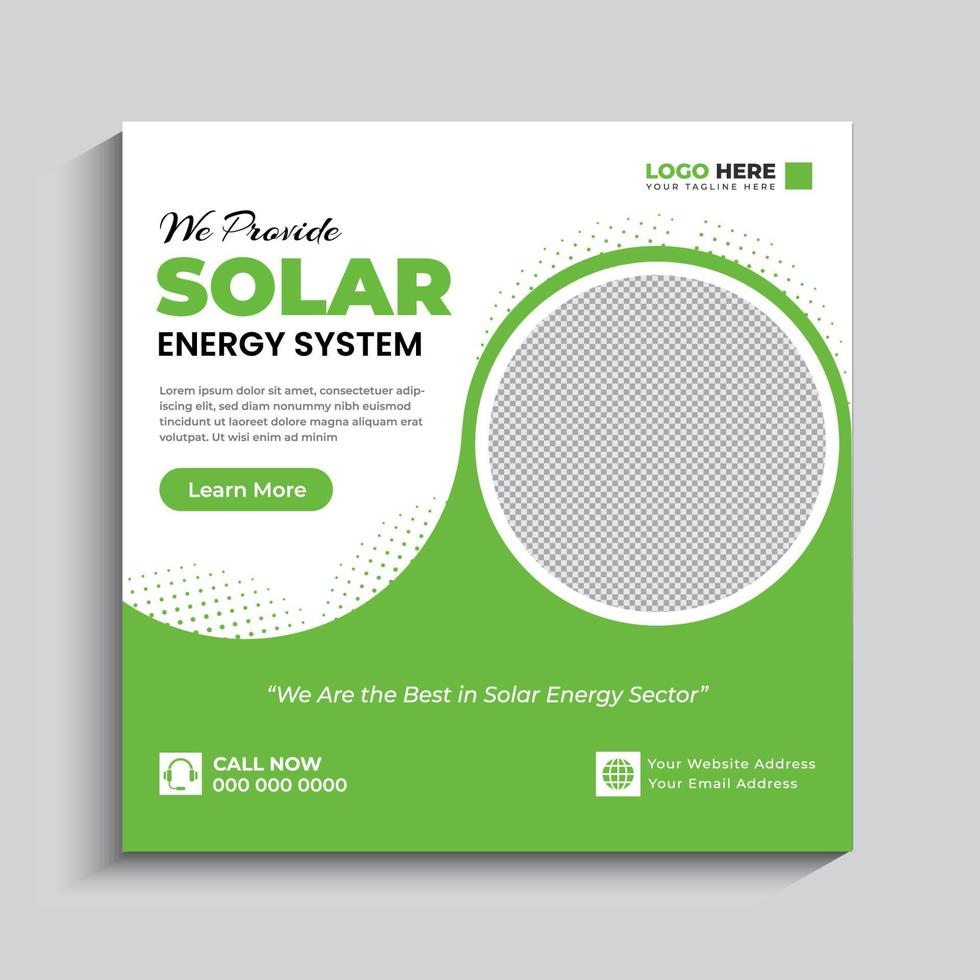 Solar energy social media post banner template vector