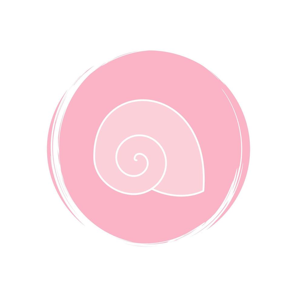 Cute seashell icon logo vector illustration on circle with brush texture for social media story highlight