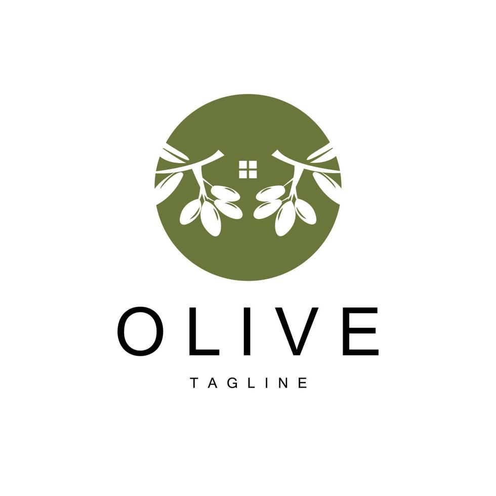 Olive Logo, Olive Oil Plant Vector, Natural Herbal Health Medicine Design, Illustration Template Icon vector