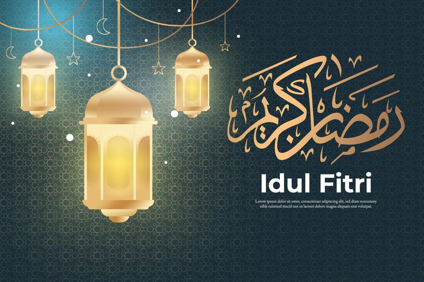 Ramadan kareem eid al fitr background realistic ornament islamic banner template with lantern vector