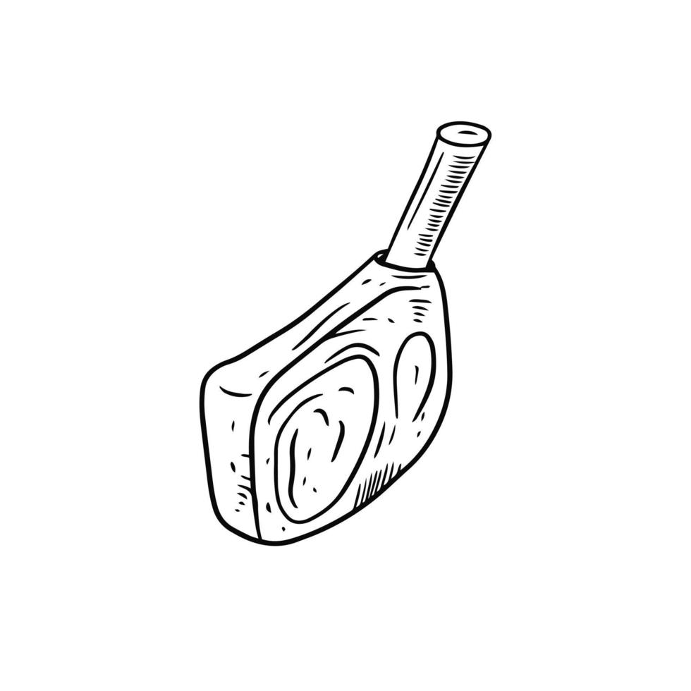 Meat steak with bone. Hand drawn sketch style vector illustration.