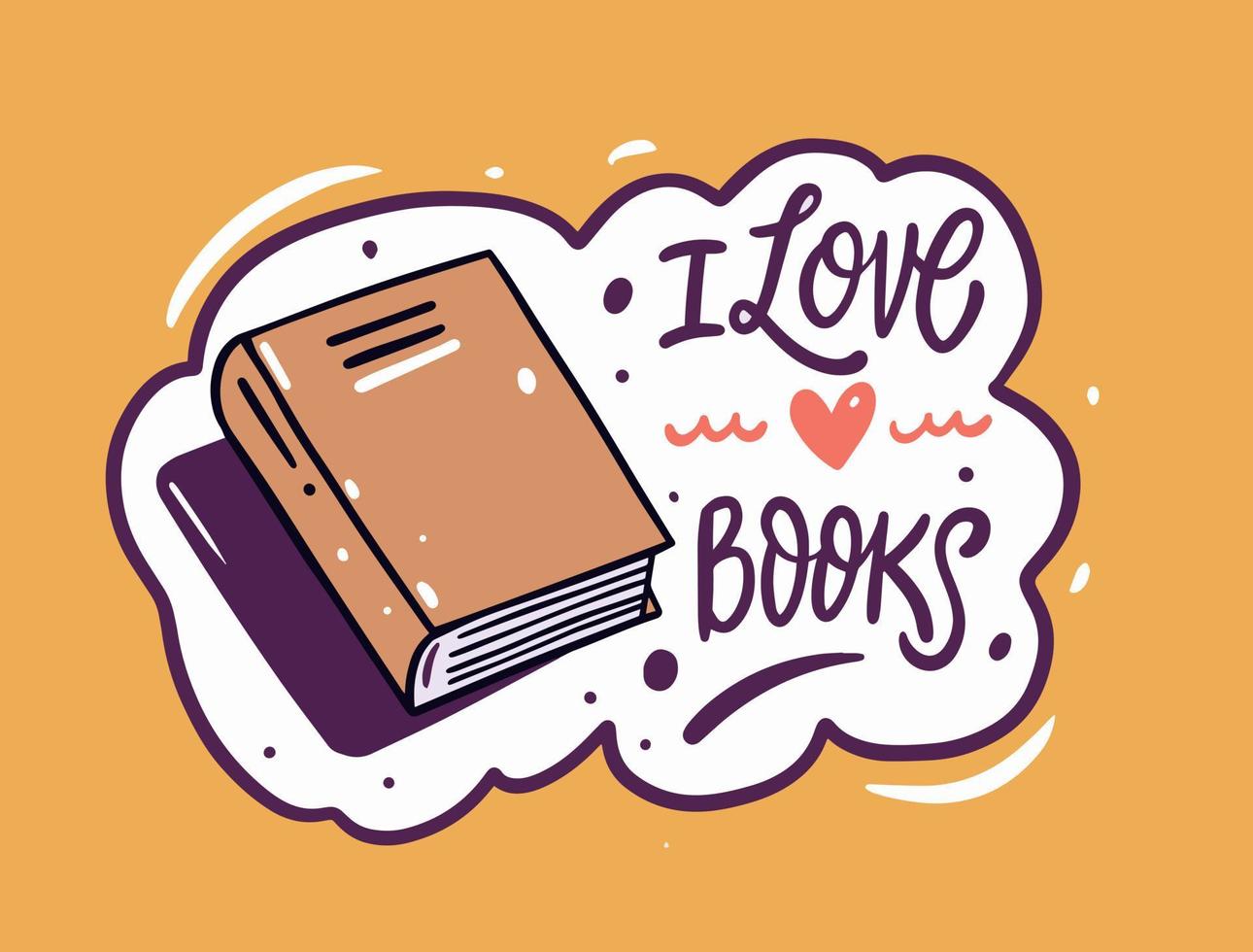 Hand drawn phrase education. I love books. Colorful lettering. vector