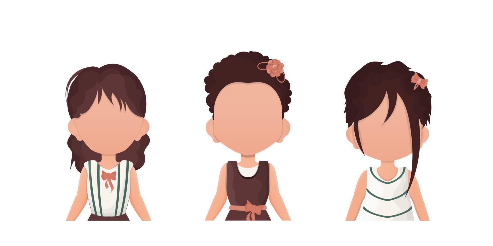 un conjunto de linda bebé muchachas es representado cintura alto. aislado en blanco antecedentes. vector. vector