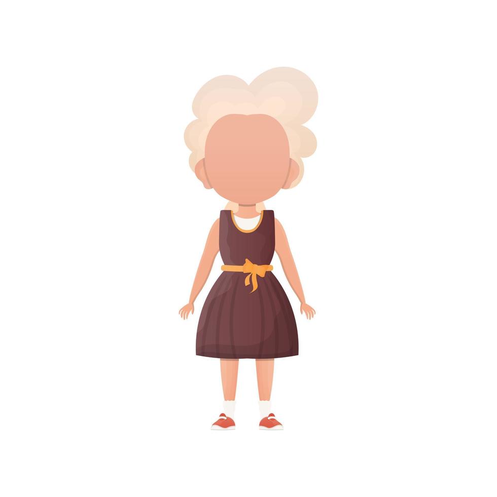 Cute girl in full growth. Isolated. Previous illustration. vector