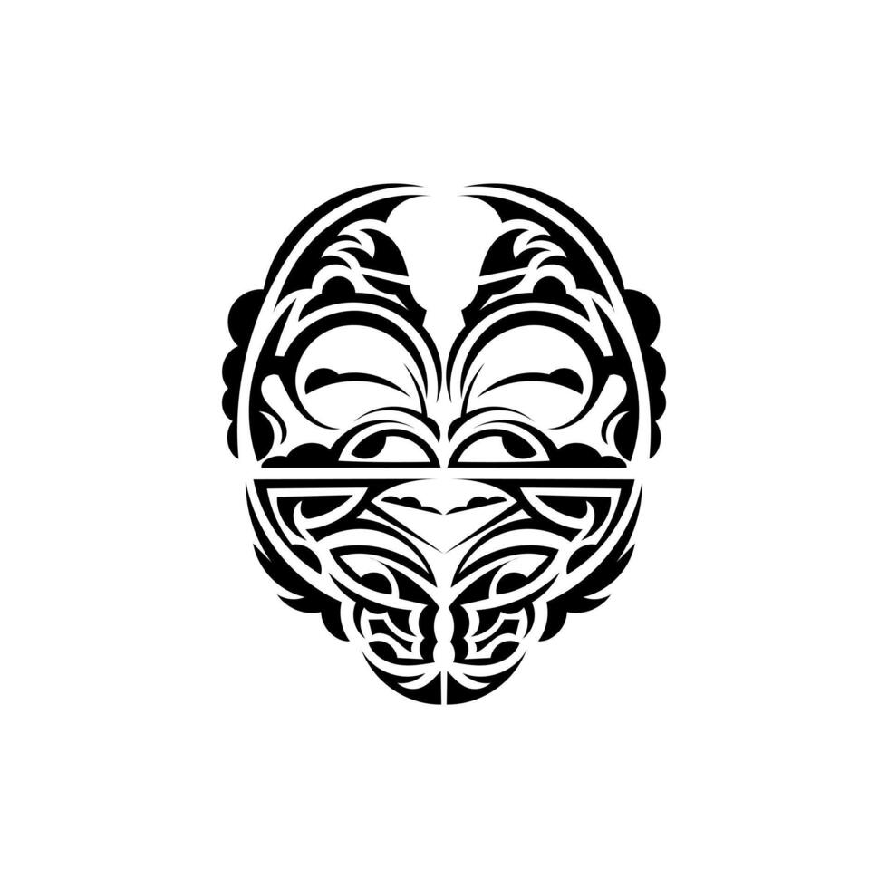 Ornamental faces. Polynesian tribal patterns. Suitable for tattoos. Isolated on white background. illustration. vector