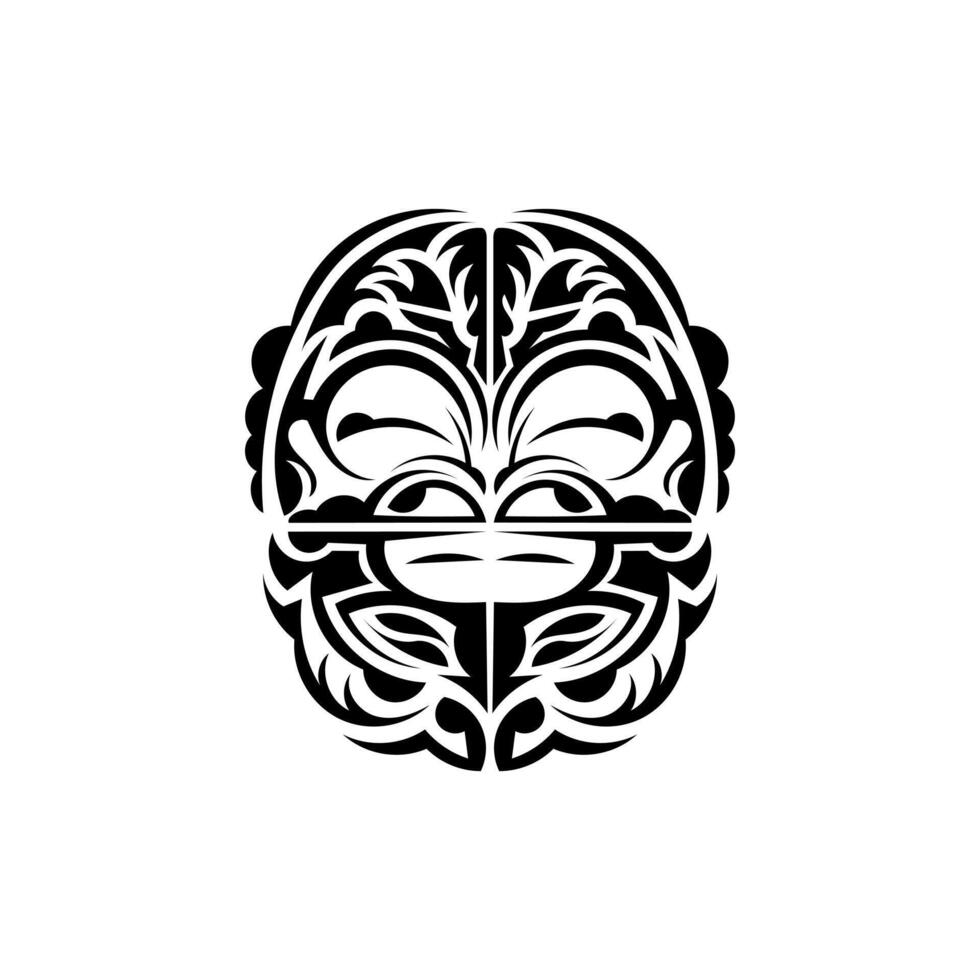 Ornamental faces. Polynesian tribal patterns. Suitable for prints. Isolated on white background. . vector