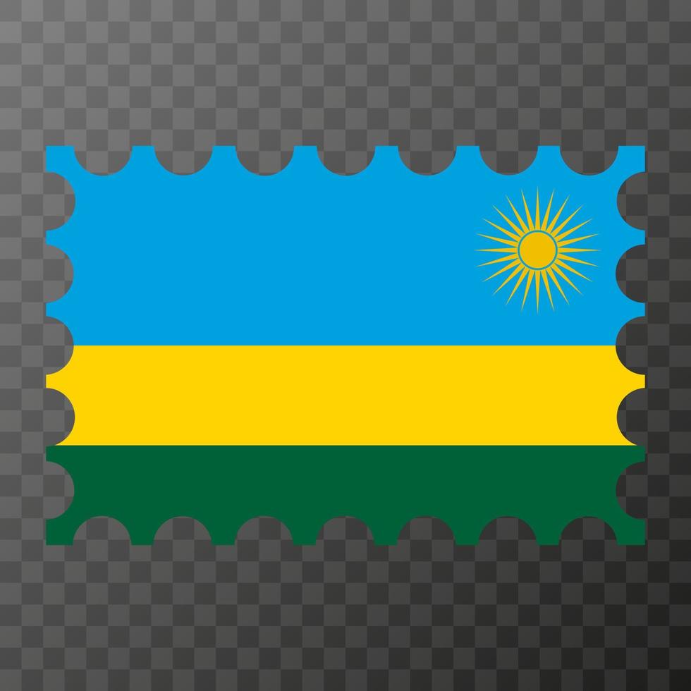 Postage stamp with Rwanda flag. Vector illustration.
