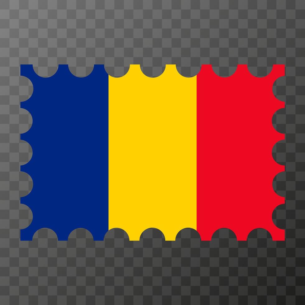 Postage stamp with Romania flag. Vector illustration.