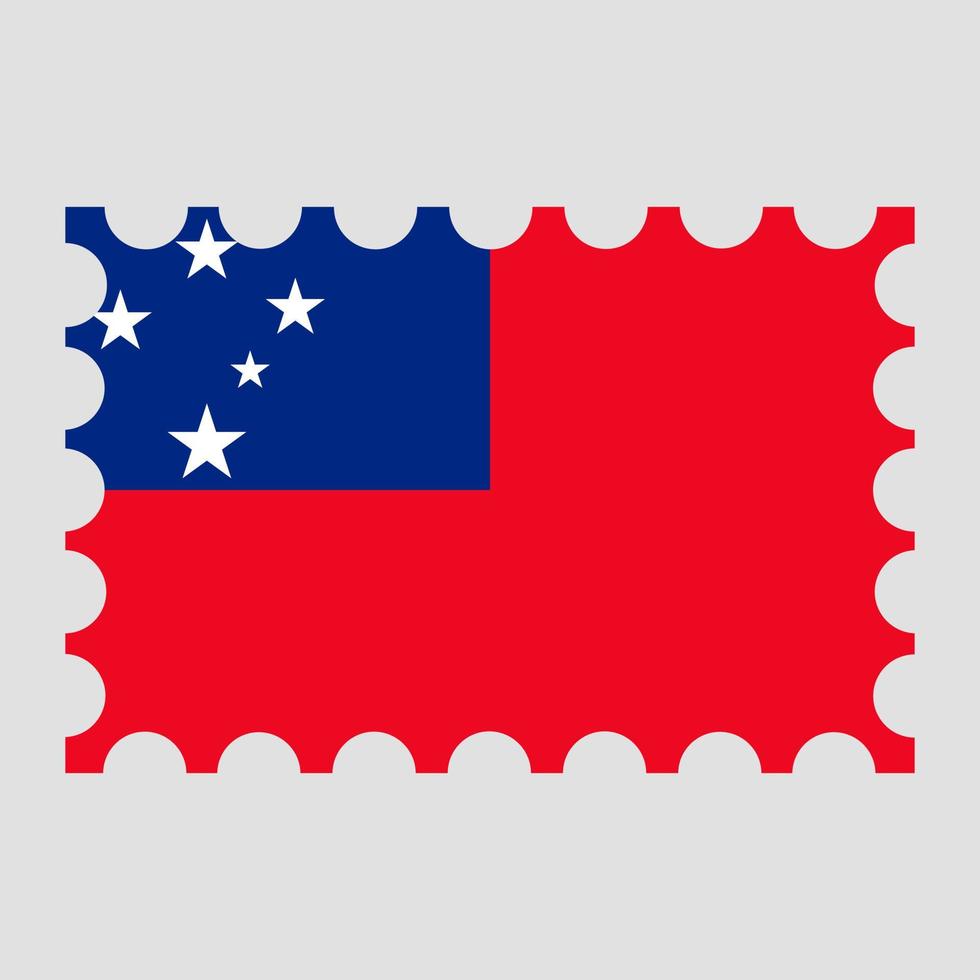 Postage stamp with Samoa flag. Vector illustration.