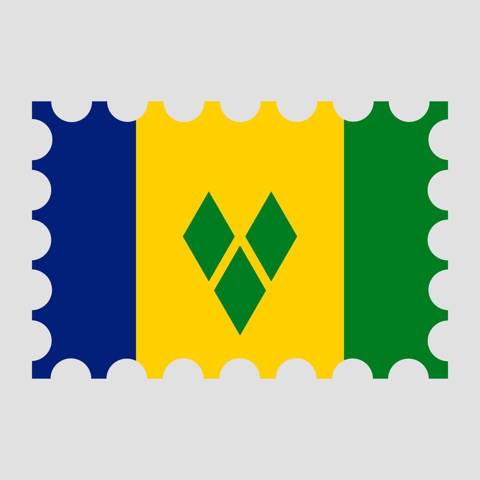 Postage stamp with Saint Vincent and the Grenadines flag. Vector illustration.