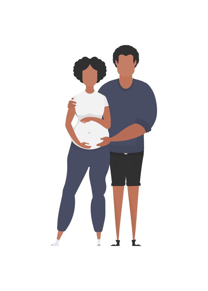 Man and pregnant woman in full growth. isolated. Happy pregnancy concept. Vector illustration in a flat style.