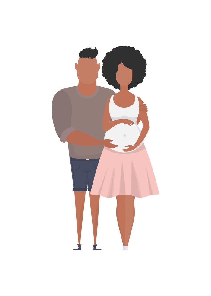 Man and pregnant woman in full growth. isolated. Happy pregnancy concept. illustration. vector