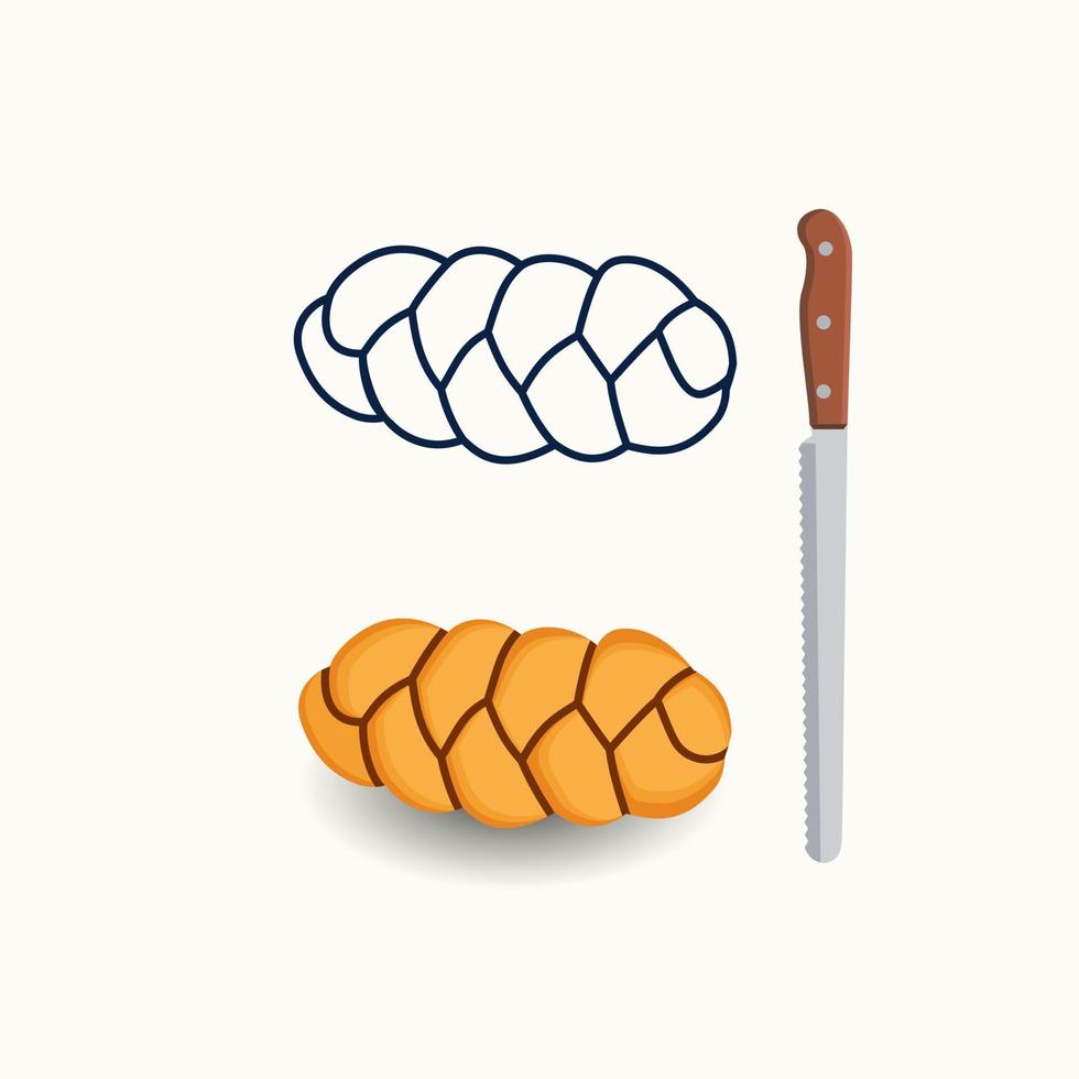 Creative Hi-Quality challah food Illustration, isolated menu cartoon drawing Art, sweet dinner braid symbol organic challah Vector Clip Art Design.
