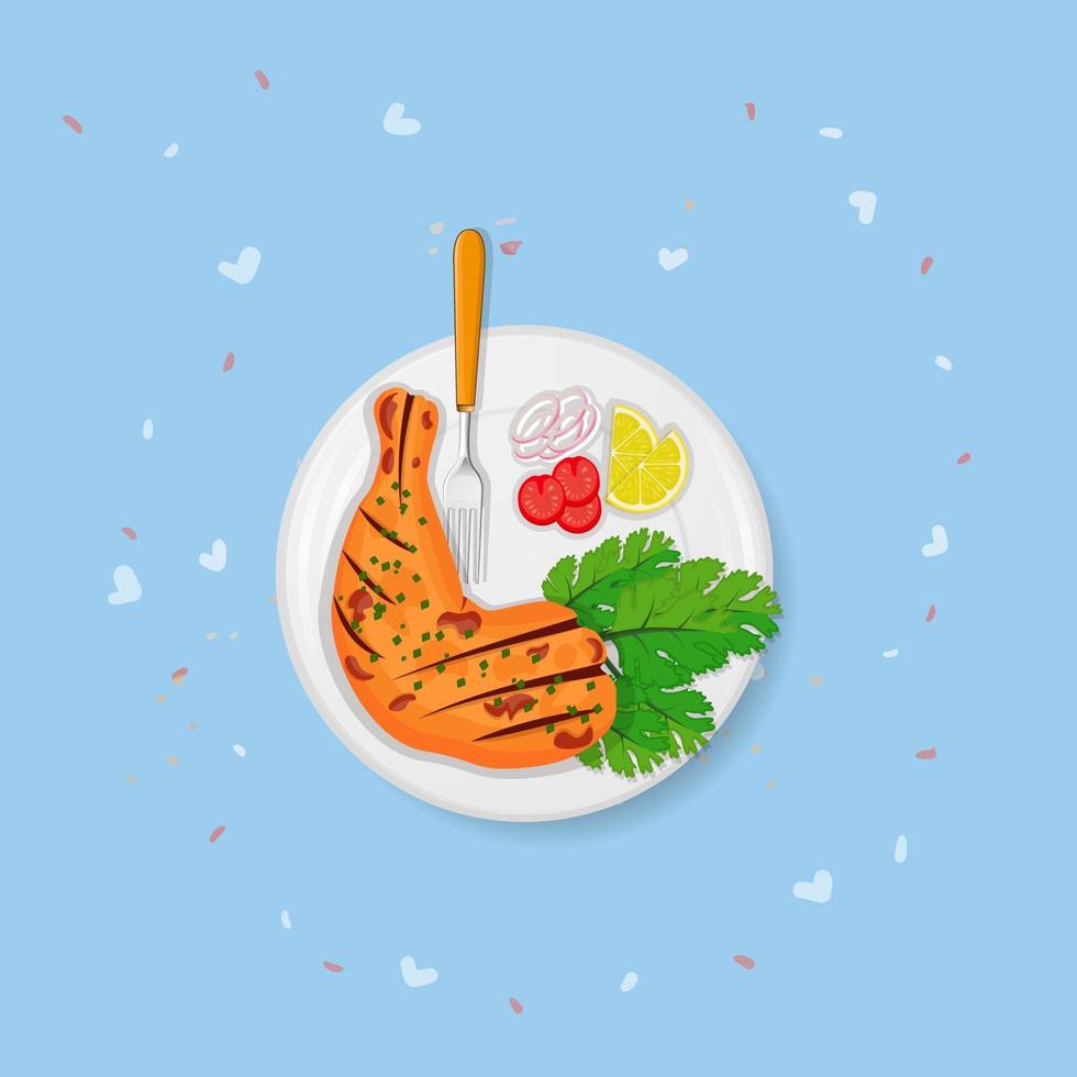 Tandoori Chicken, Best Minimal Asian Food Clip Art Vector, Restaurant, Lunch Cookery Delicious Traditional Dish Product, Food Illustration Background. vector
