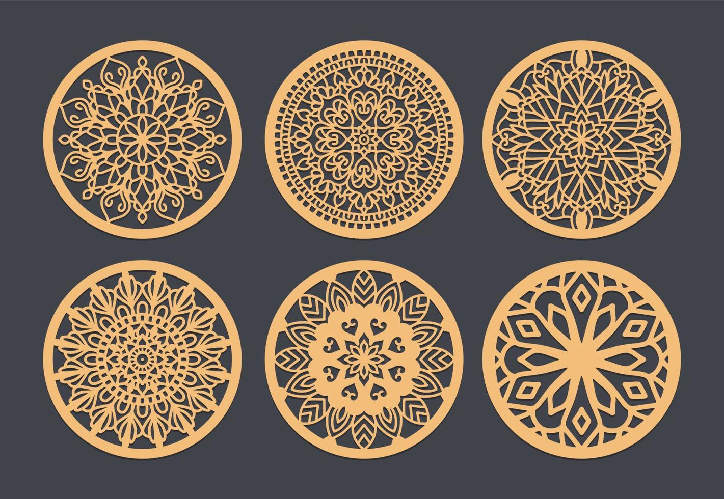 The Perfect Wedding Favor Laser Cut Coasters for Your Guests, Vector set of mandalas. Decorative round ornaments.