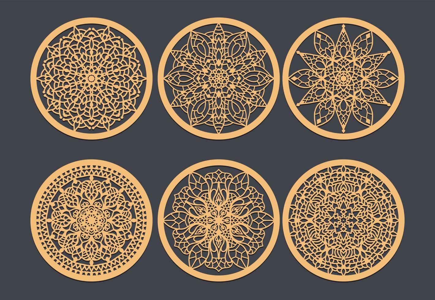 The Perfect Wedding Favor Laser Cut Coasters for Your Guests, Vector set of mandalas. Decorative round ornaments.