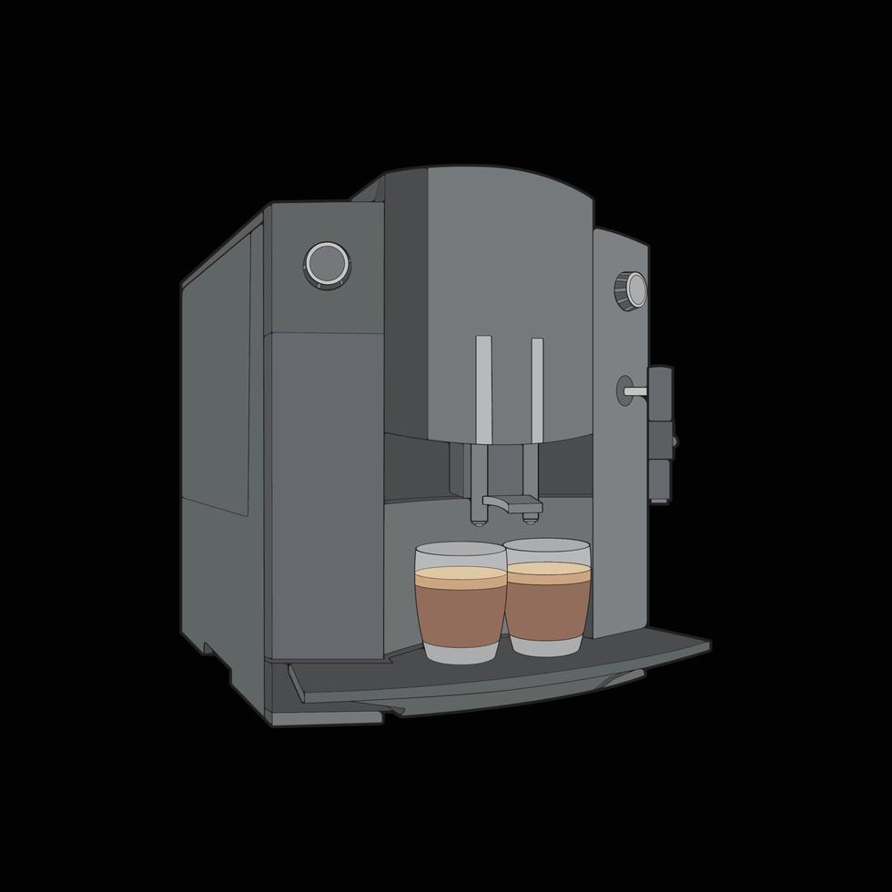 Coffee maker hand drawing vector, Coffee maker drawn in a sketch style,Coffee maker practice template outline, vector Illustration.