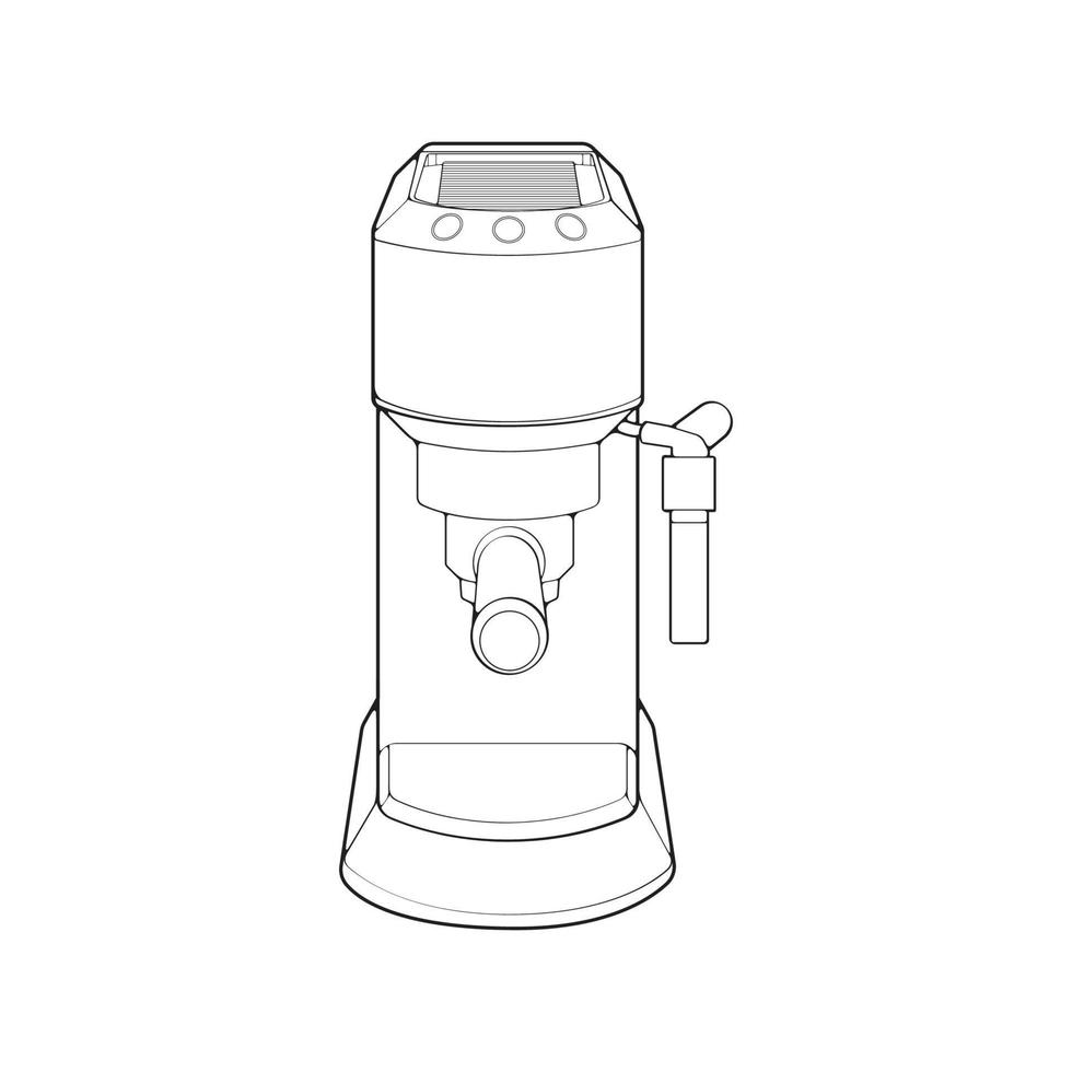 Coffee maker outline drawing vector, Coffee maker drawn in a sketch style, black line Coffee maker practice template outline, vector Illustration.