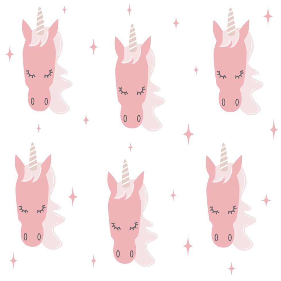 cute cartoon unicorn seamless vector pattern background illustration with stars