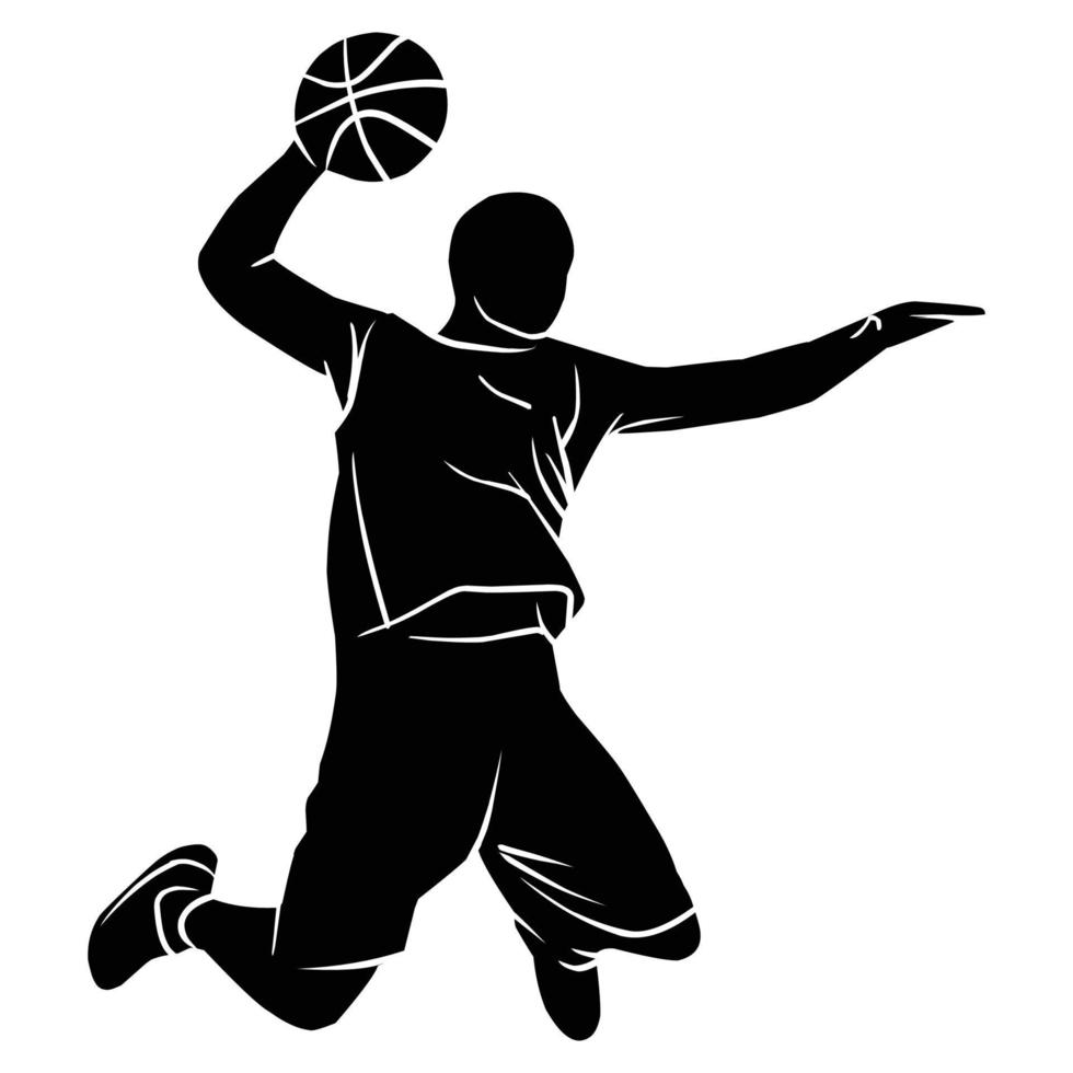 Vector set of Basketball player silhouettes, Basketball silhouettes