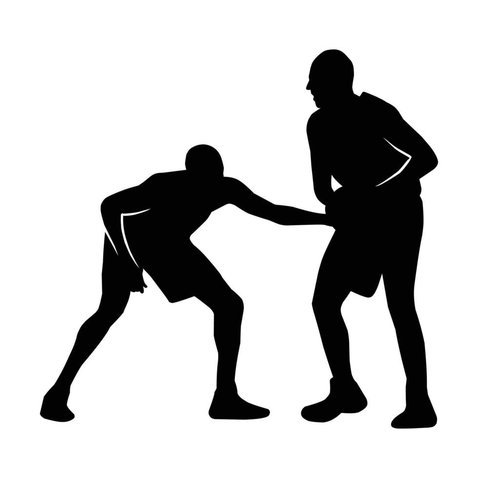 A set of detailed silhouette basketball players in lots of different poses vector