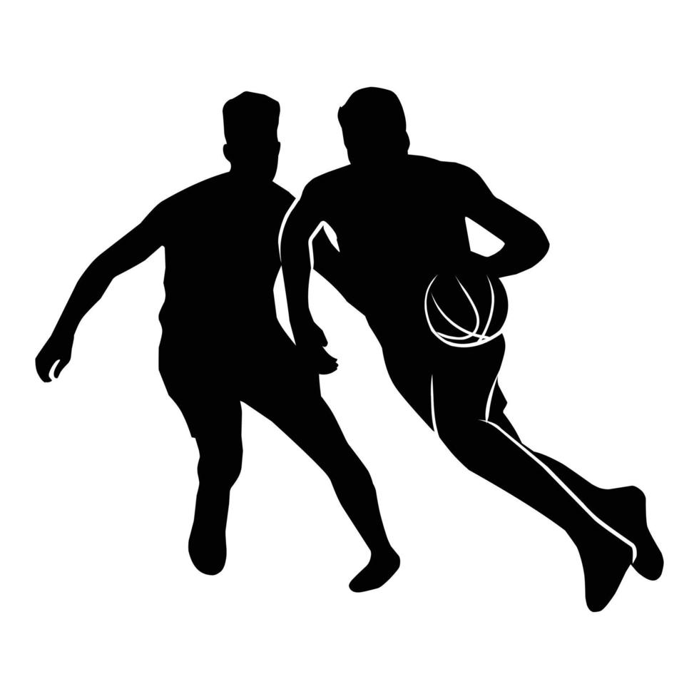 A set of detailed silhouette basketball players in lots of different poses vector