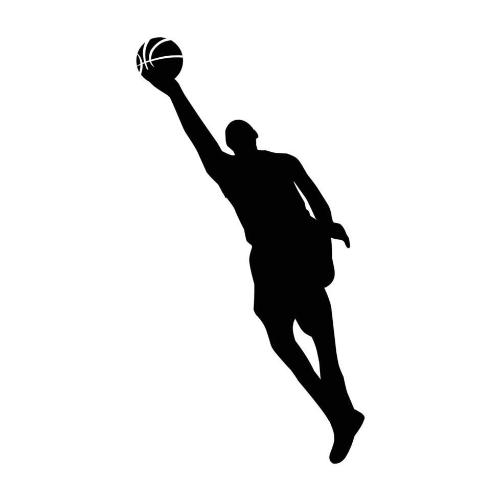 A set of detailed silhouette basketball players in lots of different poses vector