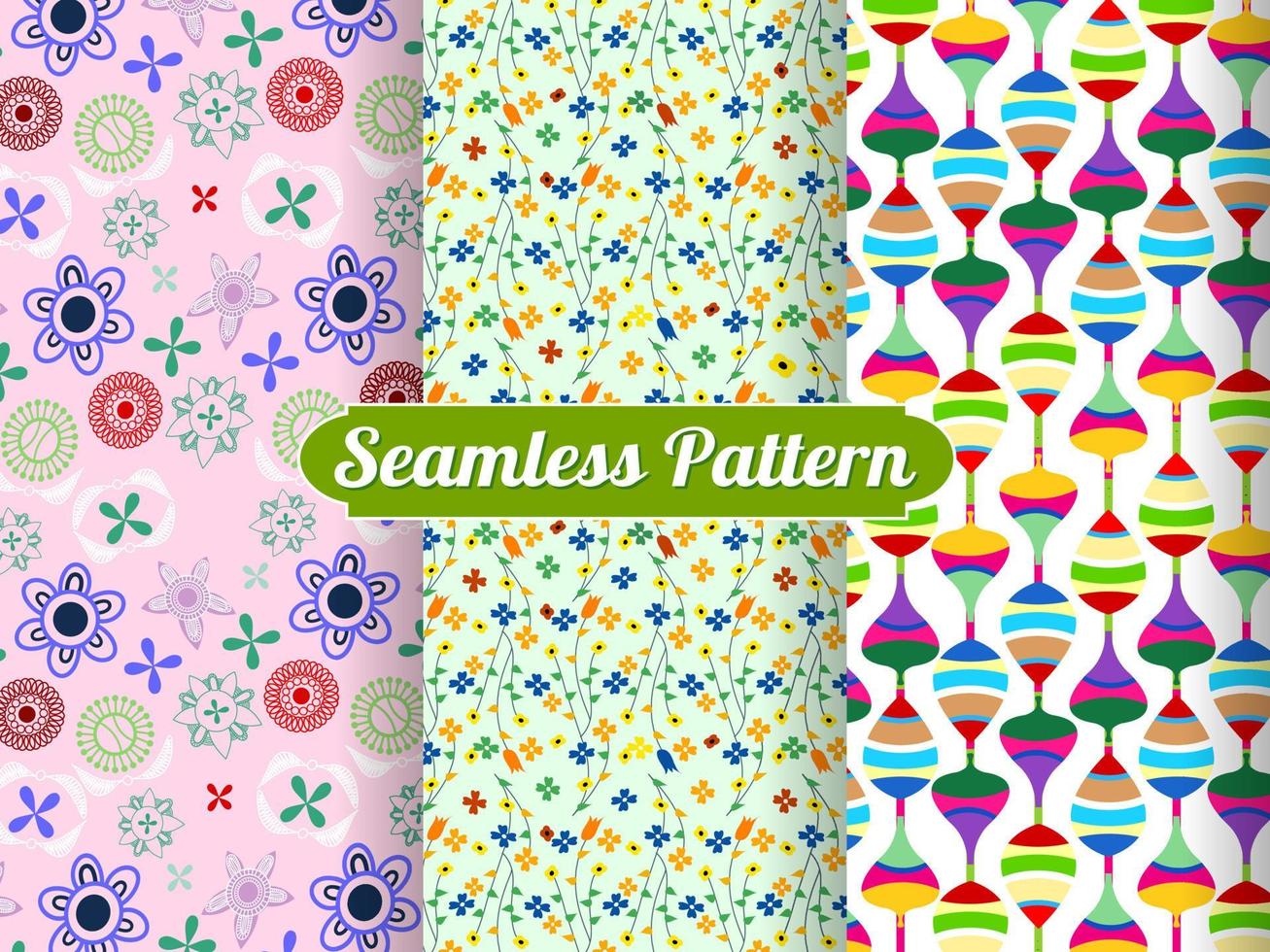 seamless floral pattern's set of collection ornaments. hand drawn abstract botanic leaves background. Endless textile texture used for printing retro fabric pattern design. vector