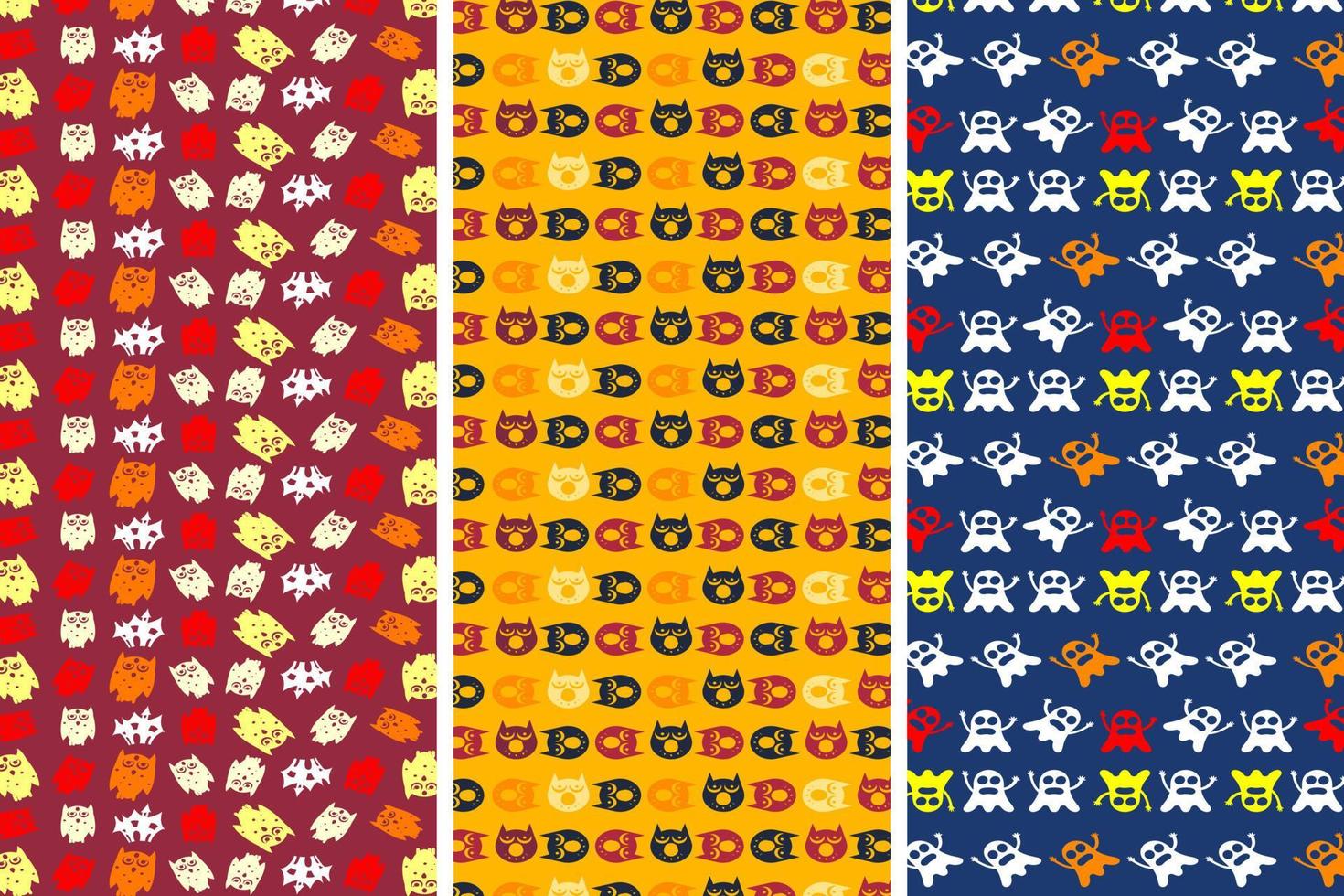 Víspera de Todos los Santos modelo gracioso fondo de pantalla para textil, Víspera de Todos los Santos fiesta antecedentes con y horror diseño. sin costura modelo de Víspera de Todos los Santos con linda calabazas y araña web-halloween vector diseño.