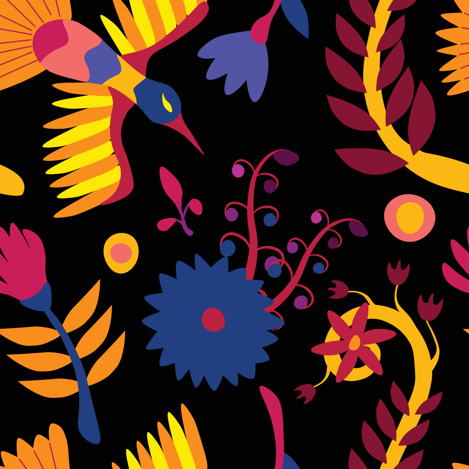 Vector seamless pattern in folklore style. Inspired by traditional