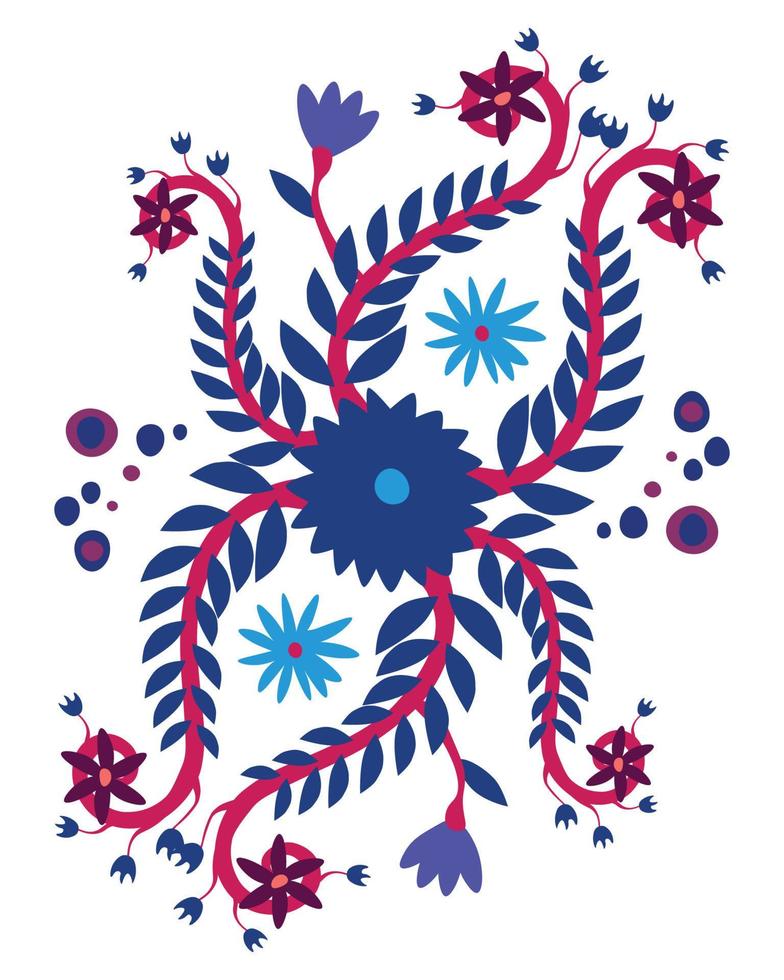 Vector illustration inspired by traditional Mexican Otomi embroidery. Poster, print, template, greeting card etc.