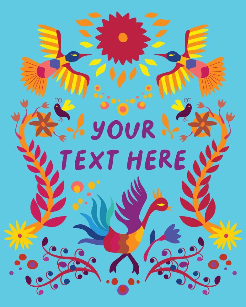 vector ilustración inspirado por tradicional mexicano otomi bordado. póster, imprimir, plantilla, saludo tarjeta etc.