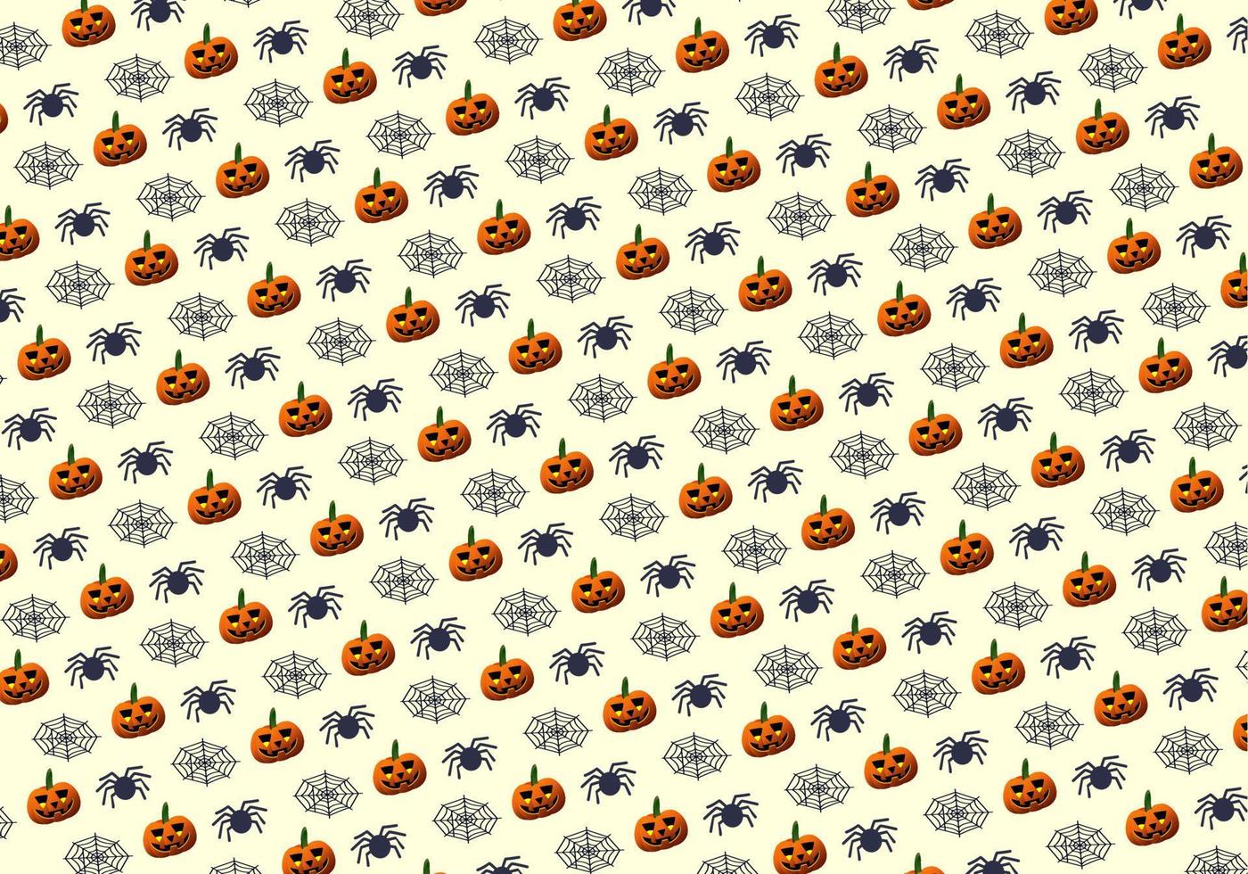 Víspera de Todos los Santos modelo gracioso fondo de pantalla para textil, Víspera de Todos los Santos fiesta antecedentes con y horror diseño. sin costura modelo de Víspera de Todos los Santos con linda calabazas y araña web-halloween vector diseño.