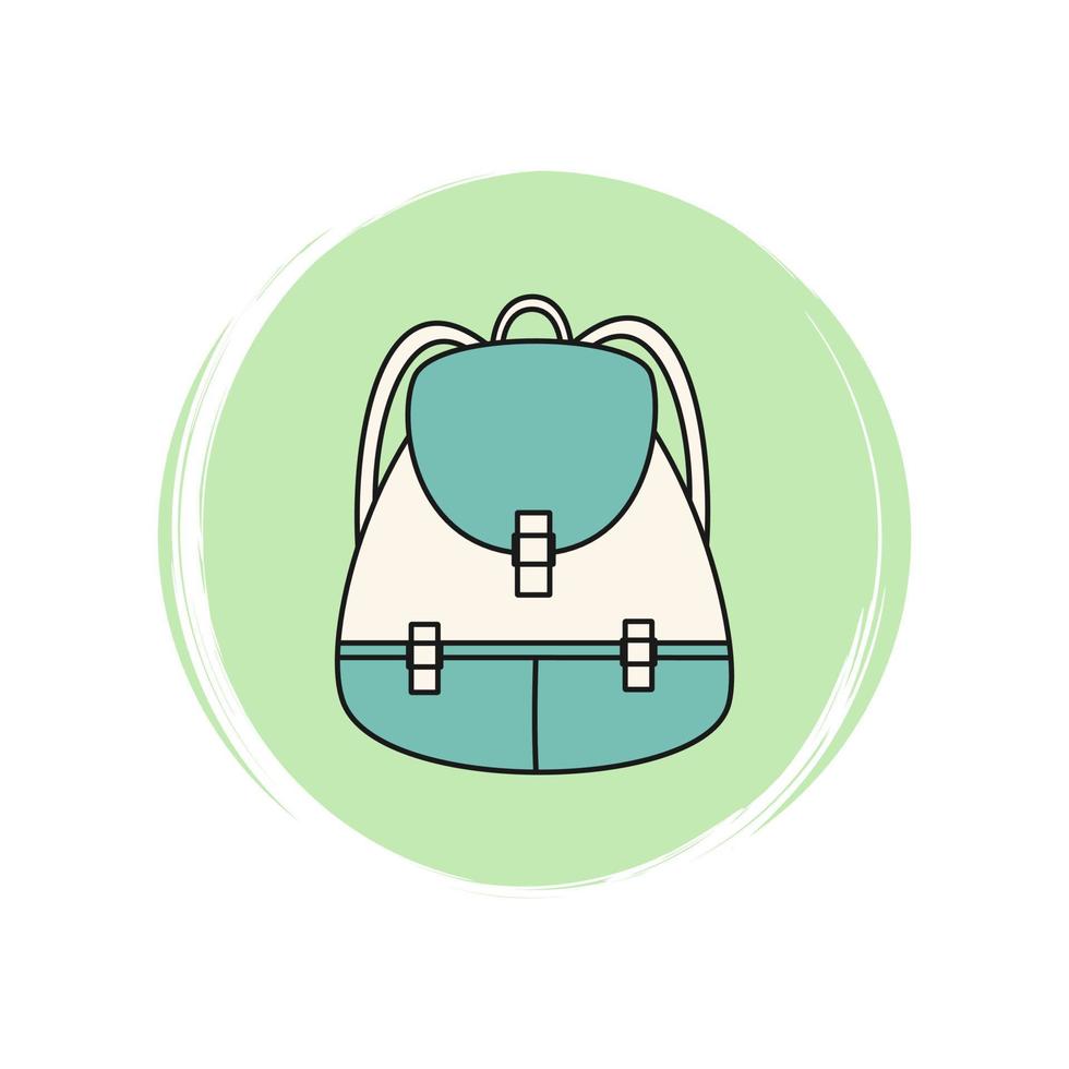 backpack icon logo vector illustration on circle with brush texture for social media story highlight